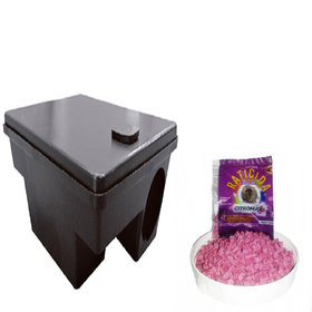 Combo com 1 Porta Isca Luna + 10 Raticida Citromax Sachê 25g Rosa Peletizado Combo com 1 Porta Isca Luna + 10 Raticida Citromax Sachê 25g Rosa Peletizado