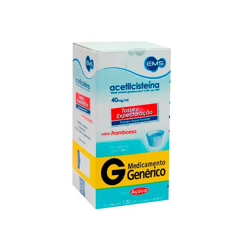 Acetilcisteína 40mg/m Sabor Framboesa Xarope EMS 120ml Acetilcisteína 40mg/m Sabor Framboesa Xarope EMS 120ml