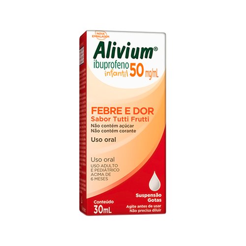 Alivium Gotas 50mg/mL, caixa com 1 frasco gotejador com 30mL de suspensão de uso oral Alivium Gotas 50mg/mL, caixa com 1 frasco gotejador com 30mL de suspensão de uso oral