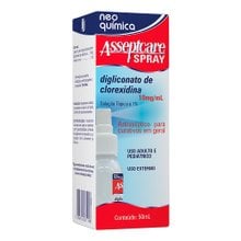 Asseptcare 10mg/mL, caixa com 1 frasco spray com 50mL de solução de uso dermatológico Asseptcare 10mg/mL, caixa com 1 frasco spray com 50mL de solução de uso dermatológico