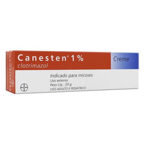 Canesten Creme 10mg/g, caixa com 1 bisnaga com 20g de creme de uso dermatológico Canesten Creme 10mg/g, caixa com 1 bisnaga com 20g de creme de uso dermatológico