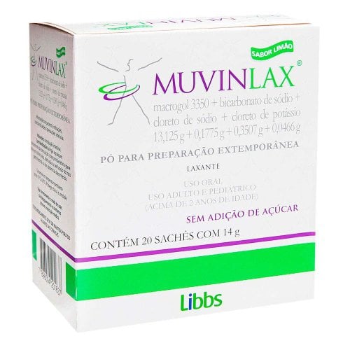 Muvinlax caixa com 20 sachês com 14g Muvinlax caixa com 20 sachês com 14g