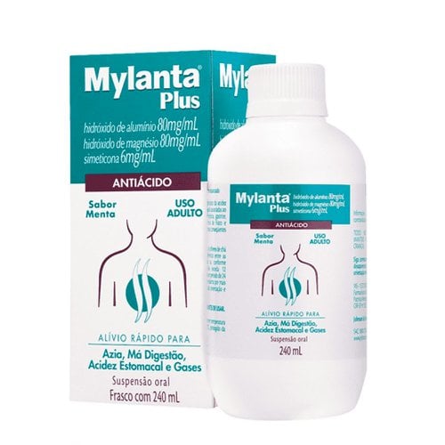 Mylanta Plus Suspensão oral, frasco com 240ml, sabor menta Mylanta Plus Suspensão oral, frasco com 240ml, sabor menta