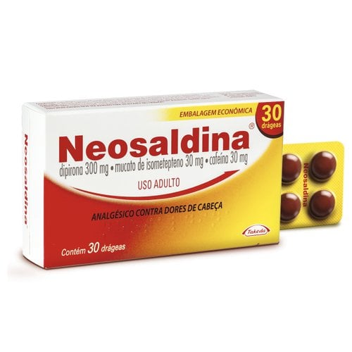 Neosaldina 30mg + 300mg + 30mg, caixa com 30 drágeas Neosaldina 30mg + 300mg + 30mg, caixa com 30 drágeas