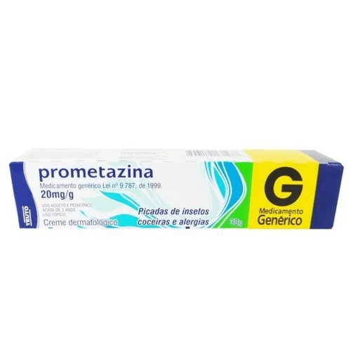 Prometazina Teuto 20mg/g, caixa com 1 bisnaga com 30g de creme de uso dermatológico Prometazina Teuto 20mg/g, caixa com 1 bisnaga com 30g de creme de uso dermatológico
