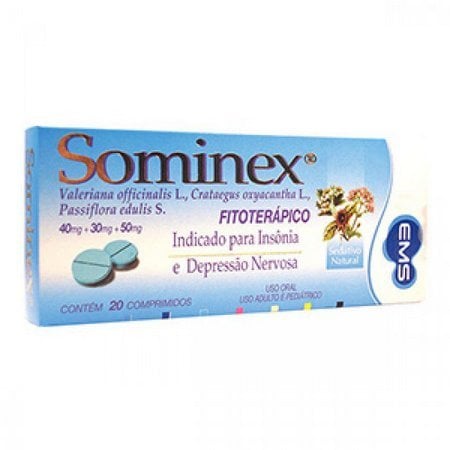 Sominex Composto 40mg + 30mg + 50mg, caixa com 20 comprimidos Sominex Composto 40mg + 30mg + 50mg, caixa com 20 comprimidos