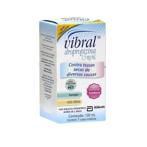 Vibral 1,5mg/mL, caixa contendo 1 frasco com 120mL de xarope infantil + 1 copo medidor Vibral 1,5mg/mL, caixa contendo 1 frasco com 120mL de xarope infantil + 1 copo medidor