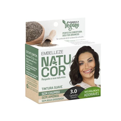 Tintura em Pó Natucor Vegana N° 3.0 Castanho Escuro Tintura em Pó Natucor Vegana N° 3.0 Castanho Escuro