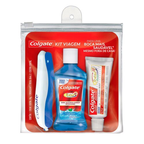 Kit Viagem Colgate Total 12 Escova Dental + Creme Dental 30g + Enxaguante Bucal 60ml Kit Viagem Colgate Total 12 Escova Dental + Creme Dental 30g + Enxaguante Bucal 60ml