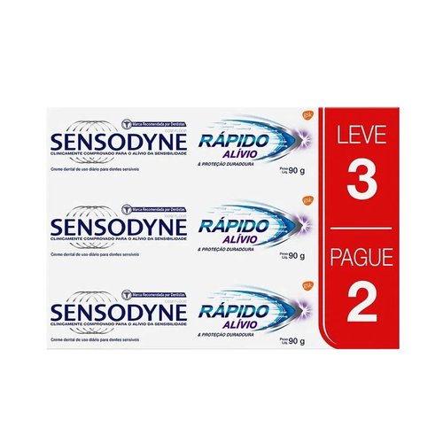 Kit Creme Dental Sensodyne Rápido Alívio 90g Leve 3 Pague 2 Kit Creme Dental Sensodyne Rápido Alívio 90g Leve 3 Pague 2