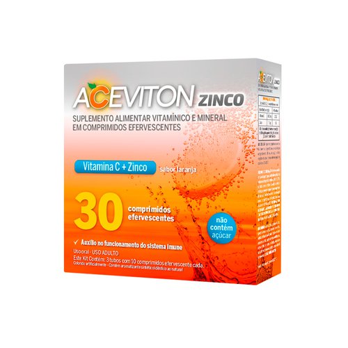 Aceviton Zinco Sabor Laranja 30 Comprimidos Efervescentes de 1 grama Aceviton Zinco Sabor Laranja 30 Comprimidos Efervescentes de 1 grama