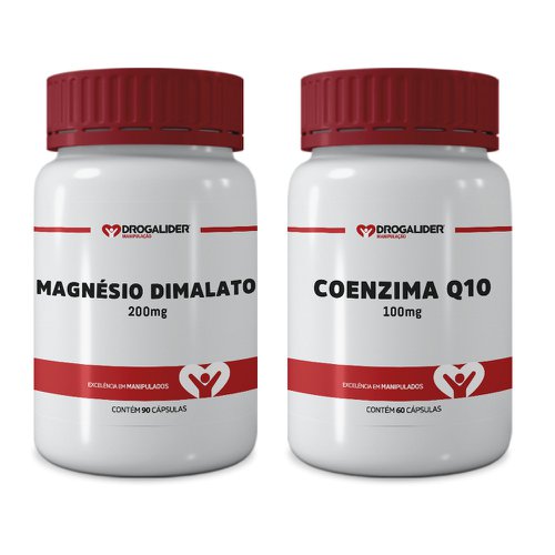 Kit Magnésio Dimalato 200mg - 90 cápsulas + Coenzima Q10 100mg - 60 cápsulas Kit Magnésio Dimalato 200mg - 90 cápsulas + Coenzima Q10 100mg - 60 cápsulas