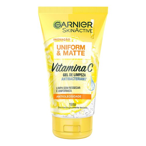 Gel de Limpeza Facial Antibacteriano Garnier Uniform & Matte Vitamina C 150ml Gel de Limpeza Facial Antibacteriano Garnier Uniform & Matte Vitamina C 150ml