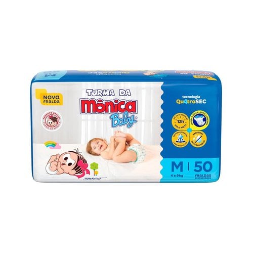 Fralda Turma da Mônica Baby M 50 Unidades Fralda Turma da Mônica Baby M 50 Unidades