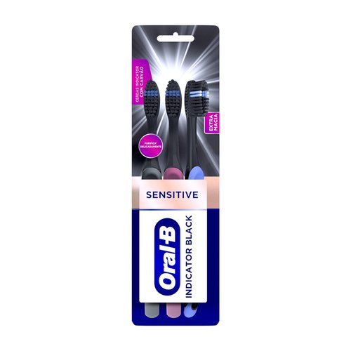Escova de Dente Indicador Black Charcoal Oral-B Pacote c/ 3 Unidades Escova de Dente Indicador Black Charcoal Oral-B Pacote c/ 3 Unidades
