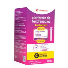Cloridrato de Fexofenadina Vitamedic 6mg/mL, frasco com 60mL de suspensão de uso oral + seringa dosadora Cloridrato de Fexofenadina Vitamedic 6mg/mL, frasco com 60mL de suspensão de uso oral + seringa dosadora
