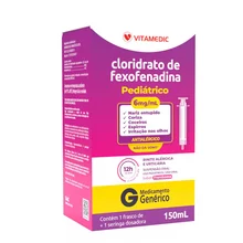 Cloridrato de Fexofenadina Vitamedic 6mg/mL, frasco com 150mL de suspensão de uso oral + seringa dosadora Cloridrato de Fexofenadina Vitamedic 6mg/mL, frasco com 150mL de suspensão de uso oral + seringa dosadora