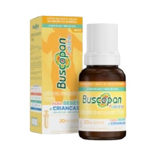 Buscopan Pediátrico 10mg/mL, frasco gotejador com 20mL de solução de uso oral + seringa dosadora Buscopan Pediátrico 10mg/mL, frasco gotejador com 20mL de solução de uso oral + seringa dosadora