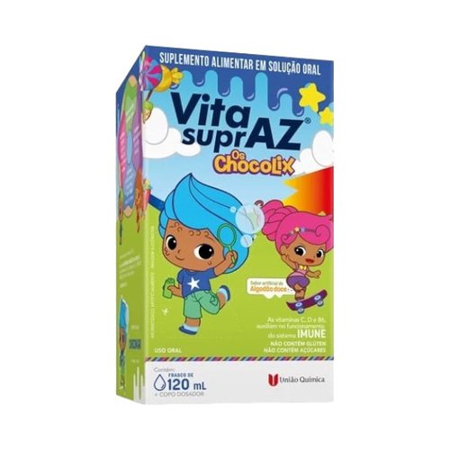 Vita suprAZ Os Chocolix frasco com 120mL de solução de uso oral + copo dosador, sabor algodão doce Vita suprAZ Os Chocolix frasco com 120mL de solução de uso oral + copo dosador, sabor algodão doce