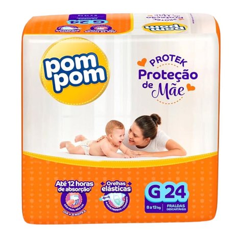 Fralda PomPom Protek Proteção de Mãe G 24un Fralda PomPom Protek Proteção de Mãe G 24un