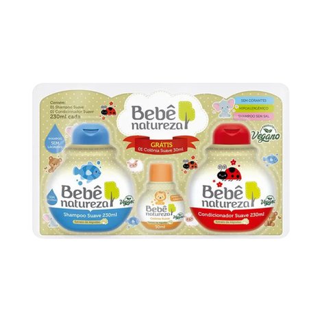 Kit Bebê Natureza Shampoo 230ml + Condicionador 230ml + 1 Colônia 30ml Kit Bebê Natureza Shampoo 230ml + Condicionador 230ml + 1 Colônia 30ml