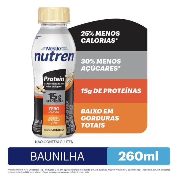 Bebida Láctea Nutren Protein 15g de Proteínas Baunilha 260mL Bebida Láctea Nutren Protein 15g de Proteínas Baunilha 260mL