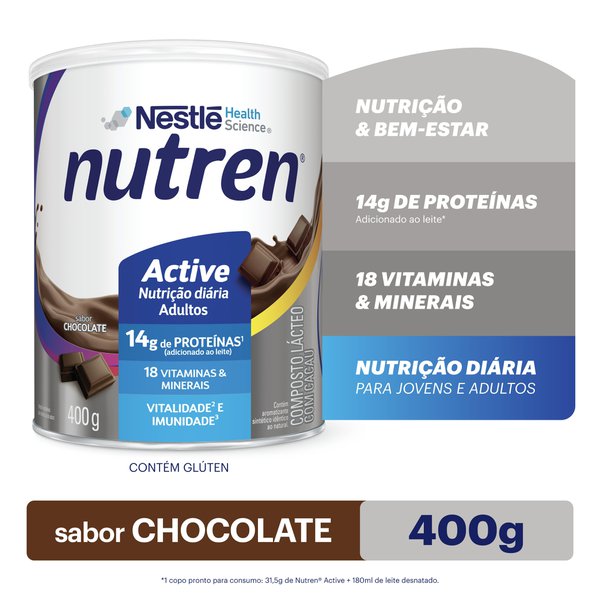 Complemento Alimentar Nutren Active Chocolate 400g Complemento Alimentar Nutren Active Chocolate 400g