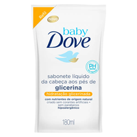 Sabonete Dove Baby Hidratação Glicerinada da Cabeça aos Pés refil, líquido com 180mL Sabonete Dove Baby Hidratação Glicerinada da Cabeça aos Pés refil, líquido com 180mL