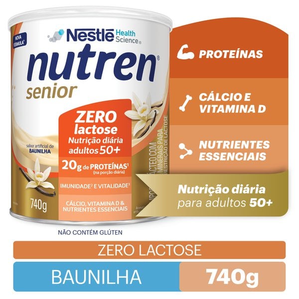 Complemento Alimentar Nutren Senior Zero Lactose Baunilha 740g Complemento Alimentar Nutren Senior Zero Lactose Baunilha 740g