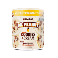 Pasta de Amendoim com Whey Protein Dr. Peanut Power Cream Cookies & Cream pote com 600g Pasta de Amendoim com Whey Protein Dr. Peanut Power Cream Cookies & Cream pote com 600g