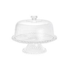 Prato com Pé e Cúpula Cristal Pearl 5 em 1 30x24,5cm Wolff 30135 Prato com Pé e Cúpula Cristal Pearl 5 em 1 30x24,5cm Wolff 30135