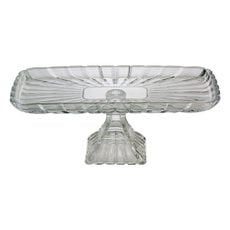 Prato Bolo com Pé Cristal Quadratta 36,5x17x14cm Lyor 4437 Prato Bolo com Pé Cristal Quadratta 36,5x17x14cm Lyor 4437