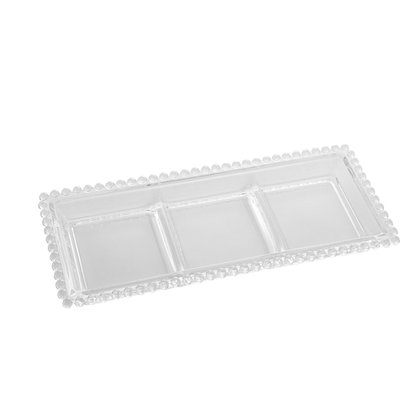 Petisqueira com 3 Divisões Cristal Pearl 30x13x3cm Wolff 28369 Petisqueira com 3 Divisões Cristal Pearl 30x13x3cm Wolff 28369