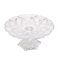 Prato Bolo com Pé Cristal Deli Diamond 30,5x14,5cm Lyor 4430 Prato Bolo com Pé Cristal Deli Diamond 30,5x14,5cm Lyor 4430