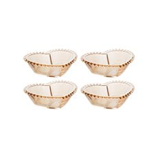 Conjunto 4 Bowls Cristal Coração Pearl Ambar 12x10x4cm Wolff 28397 Conjunto 4 Bowls Cristal Coração Pearl Ambar 12x10x4cm Wolff 28397