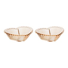 Conjunto 2 Bowls Cristal Coração Pearl Ambar 15x13x5cm Wolff 28398 Conjunto 2 Bowls Cristal Coração Pearl Ambar 15x13x5cm Wolff 28398