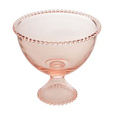 Saladeira com Pé Cristal Pearl Rosa 21x19cm Wolff 28469 Saladeira com Pé Cristal Pearl Rosa 21x19cm Wolff 28469