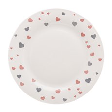 Prato Raso Cerâmica Heart Cinza e Rosa 26,5cm Lyor 8615 - 2ª Linha Prato Raso Cerâmica Heart Cinza e Rosa 26,5cm Lyor 8615 - 2ª Linha
