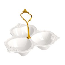 Petisqueira com 3 Divisões Porcelana Elegance 20cm Hauskraft DECO-006 Petisqueira com 3 Divisões Porcelana Elegance 20cm Hauskraft DECO-006