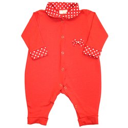Macacão de Bebê Menina Bolinhas Vermelhas Macacão de Bebê Menina Bolinhas Vermelhas