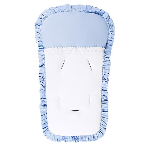Capa de Carrinho de Bebê Branco com Azul 100% Algodão