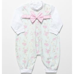Macacão de Bebê Menina Branco Floral Verde Macacão de Bebê Menina Branco Floral Verde