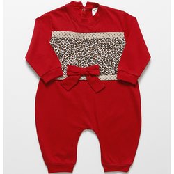 Macacão de Bebê Menina Lacinho Oncinha Vermelho Macacão de Bebê Menina Lacinho Oncinha Vermelho