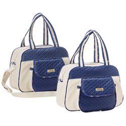 Conjunto de Bolsas Maternidade Bege com Marinho 2 Peças Conjunto de Bolsas Maternidade Bege com Marinho 2 Peças