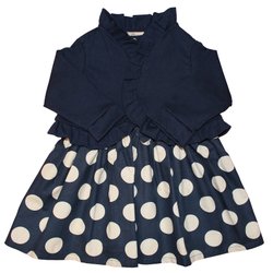 Vestido + Casaco Glamour Marinho para Bebê Menina Vestido + Casaco Glamour Marinho para Bebê Menina