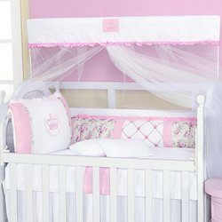 Kit Berço Princesinha Rosa 100% Algodão 9 Peças Kit Berço Princesinha Rosa 100% Algodão 9 Peças