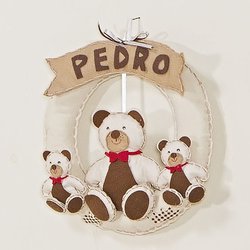 Enfeite de Porta Pequeno Urso Bege Personalizado Enfeite de Porta Pequeno Urso Bege Personalizado