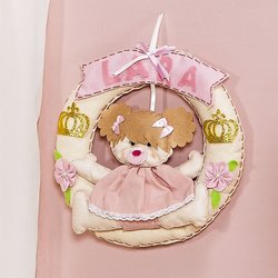 Enfeite de Porta Princesa Rosa Personalizado Enfeite de Porta Princesa Rosa Personalizado