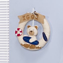 Enfeite de Porta Urso Surfista Azul Personalizado Enfeite de Porta Urso Surfista Azul Personalizado