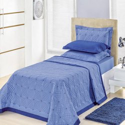 Cobre Leito Solteiro Rochester Azul 5 Peças 180 Fios Cobre Leito Solteiro Rochester Azul 5 Peças 180 Fios